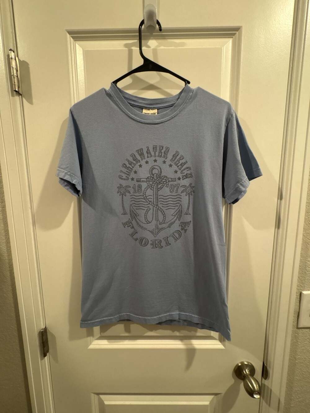 Comfort Colors Clearwater Beach Florida Anchor Graphic T-Shirt Blue